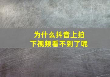 为什么抖音上拍下视频看不到了呢