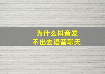 为什么抖音发不出去语音聊天