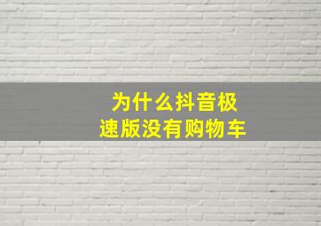 为什么抖音极速版没有购物车