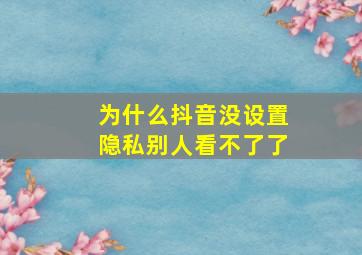 为什么抖音没设置隐私别人看不了了