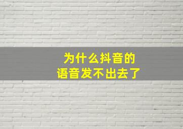 为什么抖音的语音发不出去了