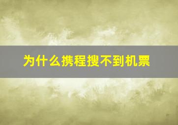 为什么携程搜不到机票