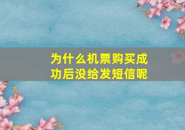 为什么机票购买成功后没给发短信呢