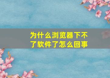 为什么浏览器下不了软件了怎么回事