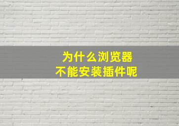 为什么浏览器不能安装插件呢