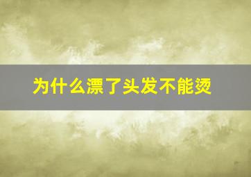 为什么漂了头发不能烫