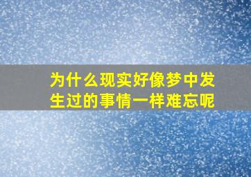 为什么现实好像梦中发生过的事情一样难忘呢