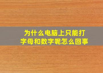 为什么电脑上只能打字母和数字呢怎么回事