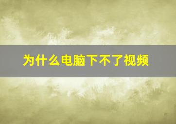 为什么电脑下不了视频