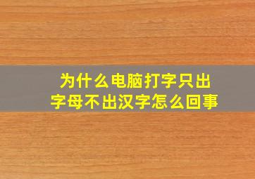 为什么电脑打字只出字母不出汉字怎么回事