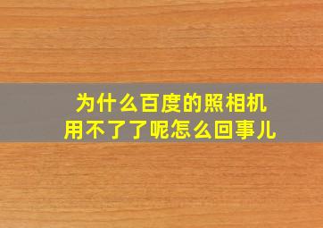 为什么百度的照相机用不了了呢怎么回事儿