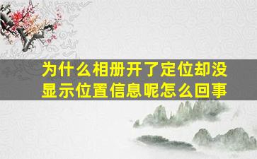 为什么相册开了定位却没显示位置信息呢怎么回事