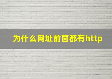 为什么网址前面都有http