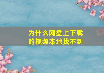 为什么网盘上下载的视频本地找不到