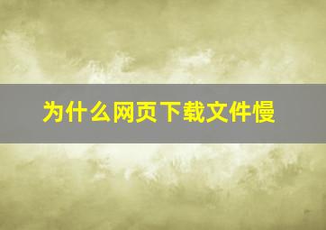 为什么网页下载文件慢