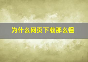 为什么网页下载那么慢