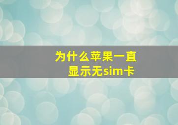 为什么苹果一直显示无sim卡