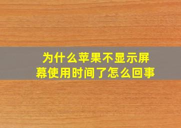 为什么苹果不显示屏幕使用时间了怎么回事