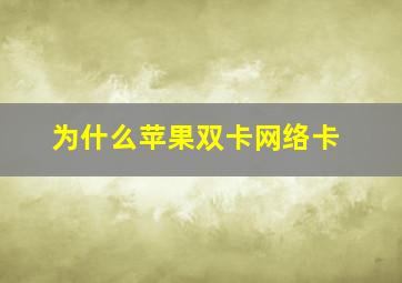 为什么苹果双卡网络卡