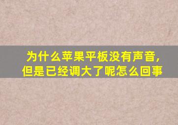 为什么苹果平板没有声音,但是已经调大了呢怎么回事