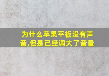 为什么苹果平板没有声音,但是已经调大了音量