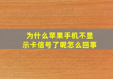 为什么苹果手机不显示卡信号了呢怎么回事