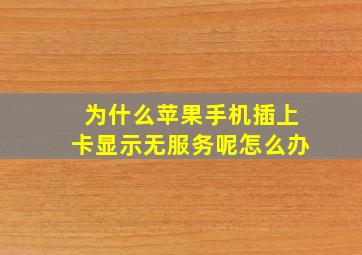 为什么苹果手机插上卡显示无服务呢怎么办