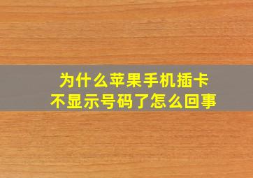 为什么苹果手机插卡不显示号码了怎么回事