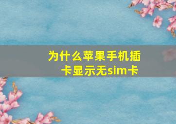 为什么苹果手机插卡显示无sim卡