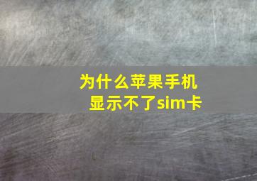 为什么苹果手机显示不了sim卡