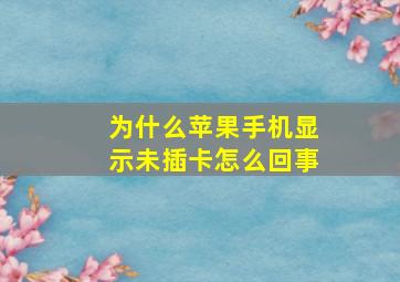 为什么苹果手机显示未插卡怎么回事