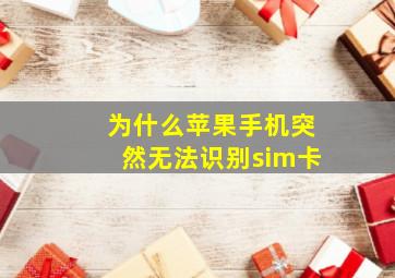 为什么苹果手机突然无法识别sim卡