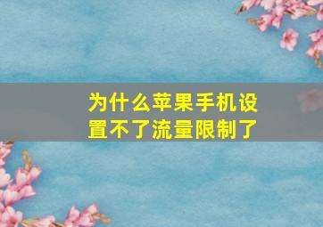 为什么苹果手机设置不了流量限制了