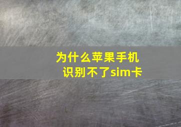 为什么苹果手机识别不了sim卡