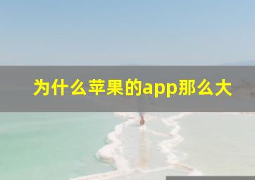 为什么苹果的app那么大