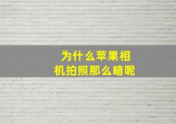 为什么苹果相机拍照那么暗呢