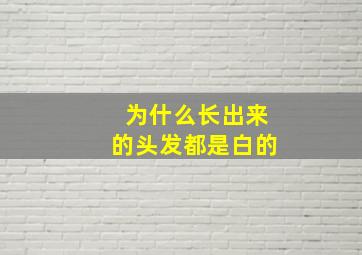 为什么长出来的头发都是白的