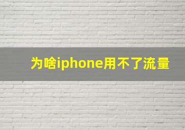 为啥iphone用不了流量