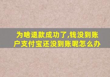 为啥退款成功了,钱没到账户支付宝还没到账呢怎么办