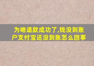 为啥退款成功了,钱没到账户支付宝还没到账怎么回事