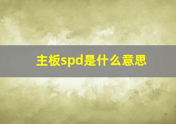 主板spd是什么意思