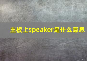 主板上speaker是什么意思