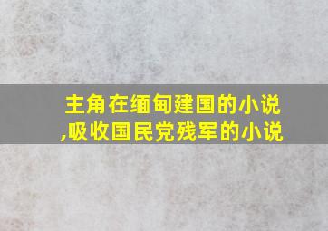 主角在缅甸建国的小说,吸收国民党残军的小说