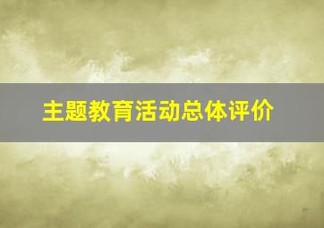 主题教育活动总体评价