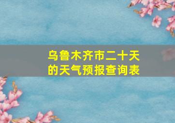 乌鲁木齐市二十天的天气预报查询表