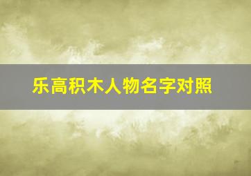 乐高积木人物名字对照