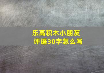 乐高积木小朋友评语30字怎么写