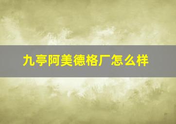 九亭阿美德格厂怎么样