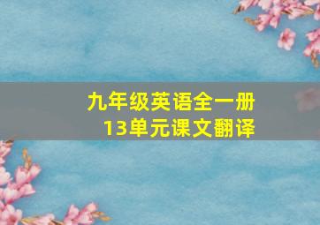 九年级英语全一册13单元课文翻译