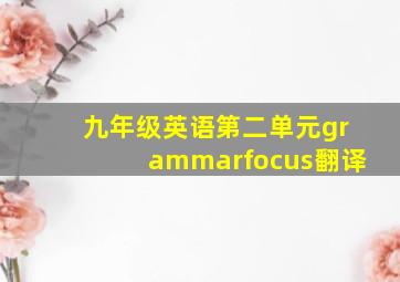 九年级英语第二单元grammarfocus翻译